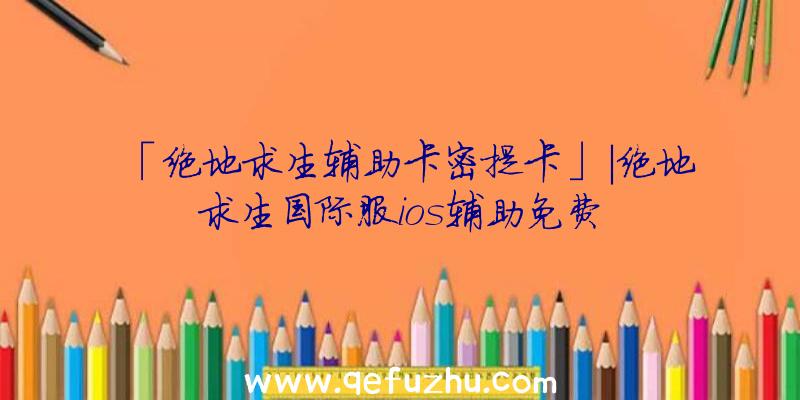 「绝地求生辅助卡密提卡」|绝地求生国际服ios辅助免费